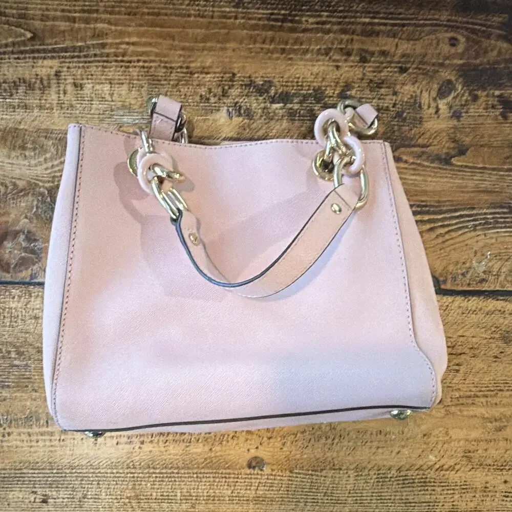 Michael Kors Pink Medium Satchel Top Handle Zip Adjustable Strap Logo Charm